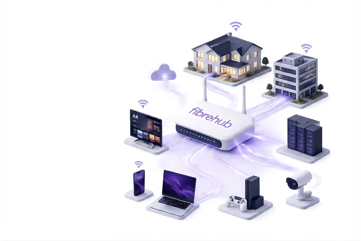 FibreHub router connecting homes, businesses and devices